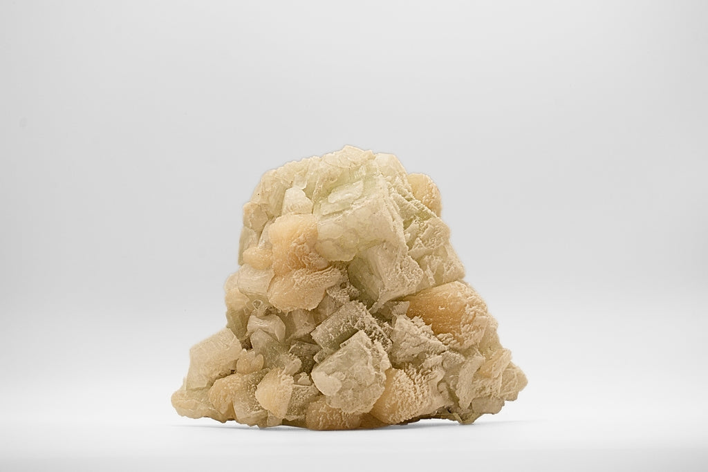 Raw Green Apophyllite and Peach Stilbite Cluster