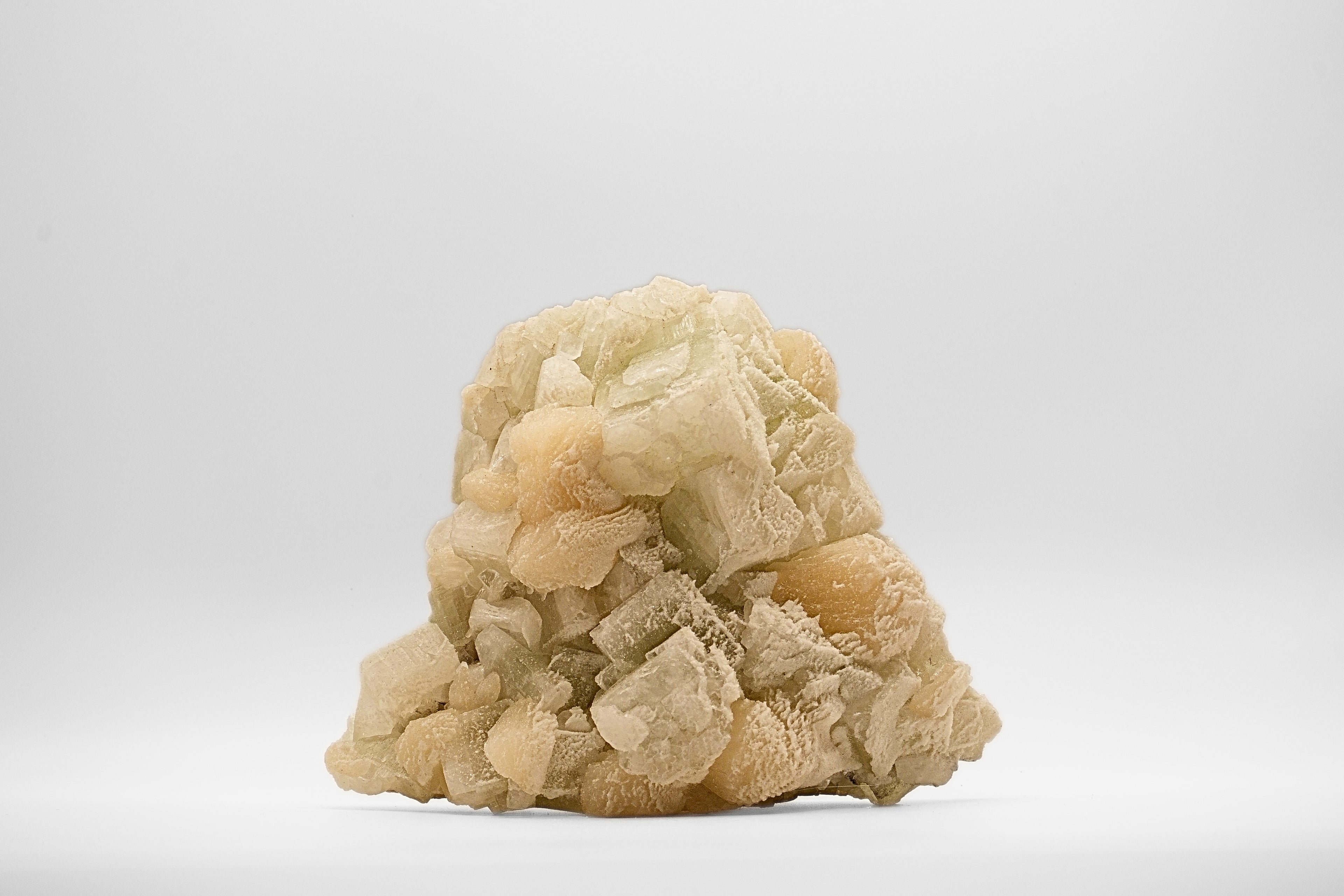 Raw Green Apophyllite and Peach Stilbite Cluster