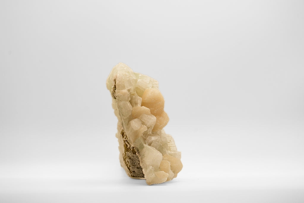 Raw Green Apophyllite and Peach Stilbite Cluster