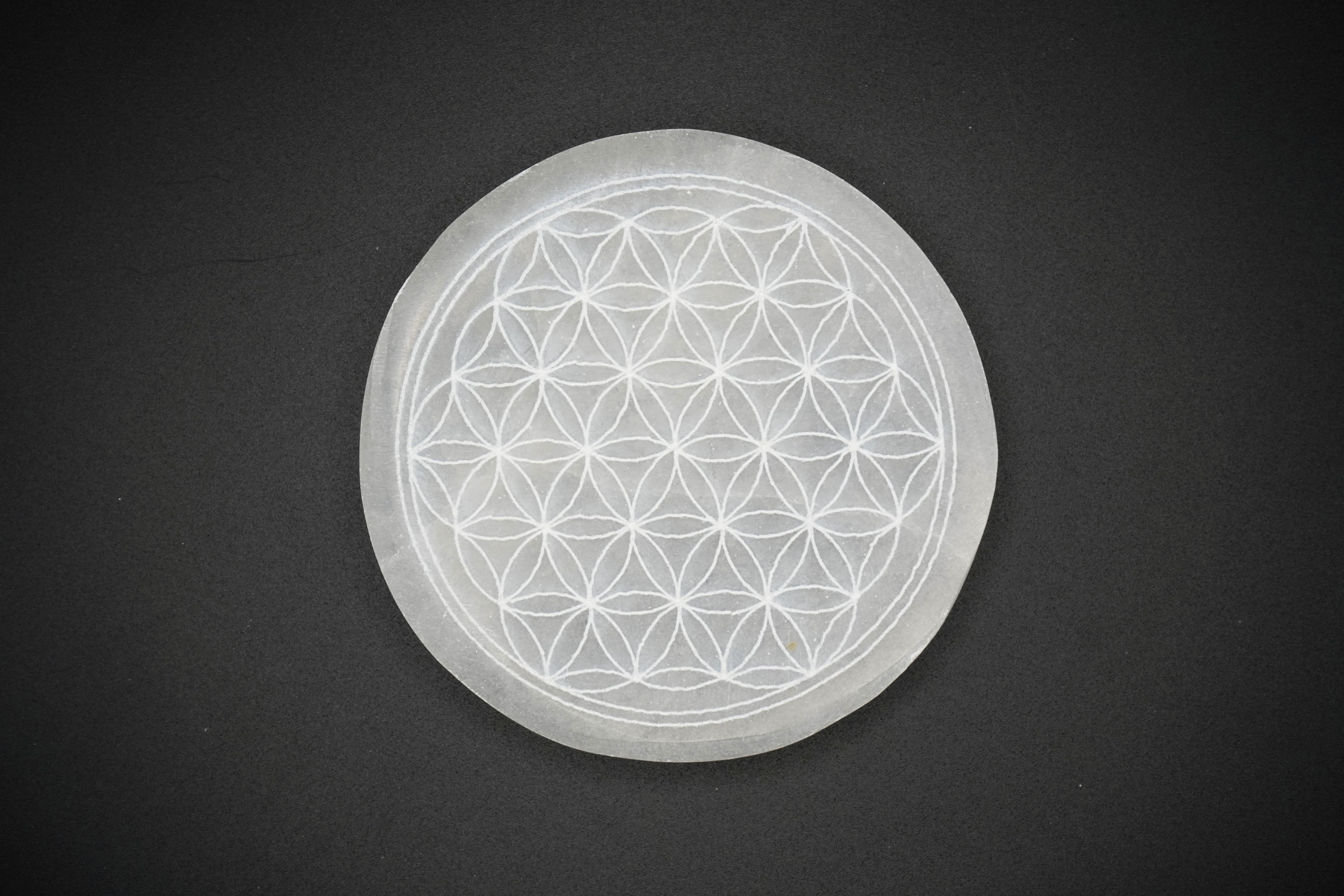 Small Selenite Charging Plates - Flower Of Life