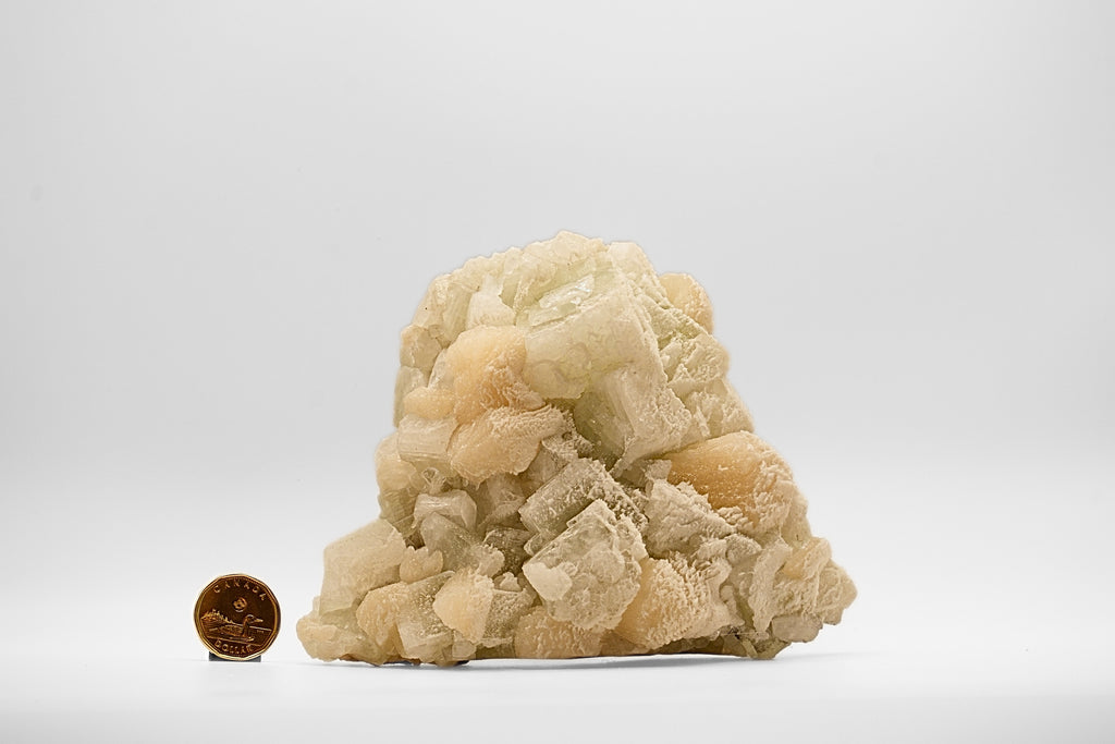 Raw Green Apophyllite and Peach Stilbite Cluster